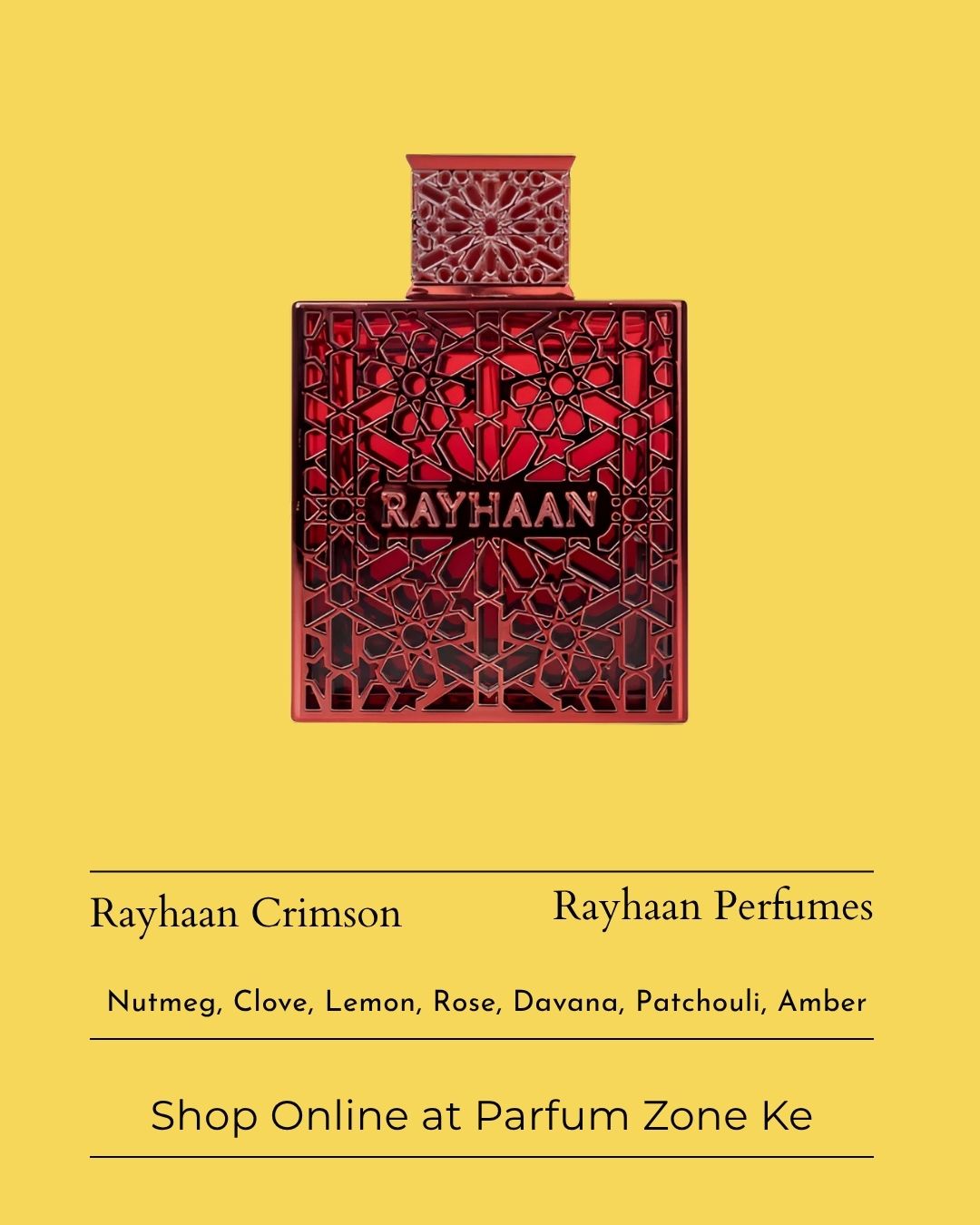 Rayhaan Crimson Eau de Parfum | Bold Spicy Unisex Perfume | Parfum Zone KE