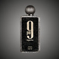 Perfume bottle labeled '9 pm Night Out' by Afnan on a gray background
