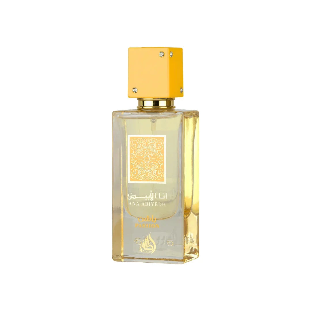 Ana Abiyedh Passion Perfume by Lattafa a fruity  tropical scent perfume bottle front side