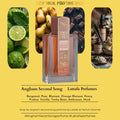 Angham Second Song Lattafa perfume bottle with citrus, pear, chocolate, and vanilla notes