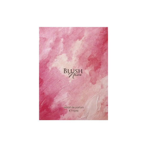 Pink and white marbled product packaging with 'Blush Noire' branding.