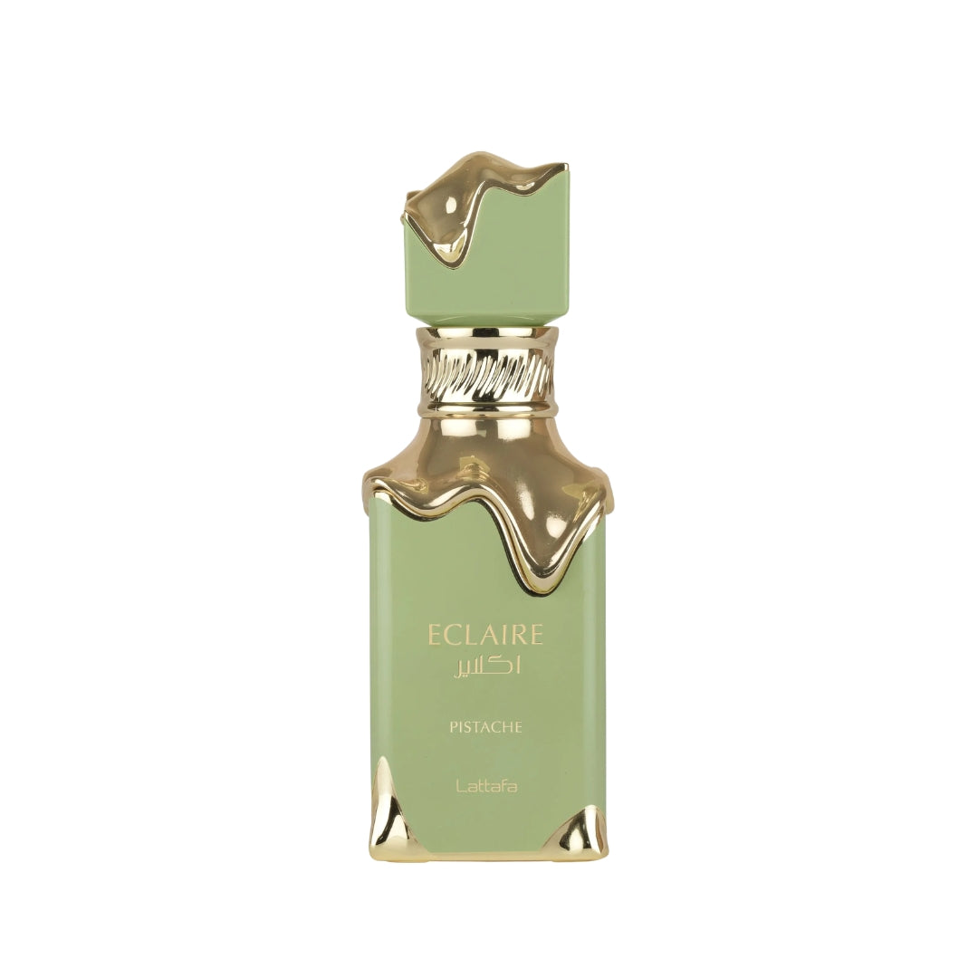 Eclaire Pistache green perfume bottle front side 