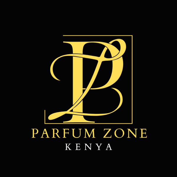 Gold logo of Parfum Zone Kenya on a black background