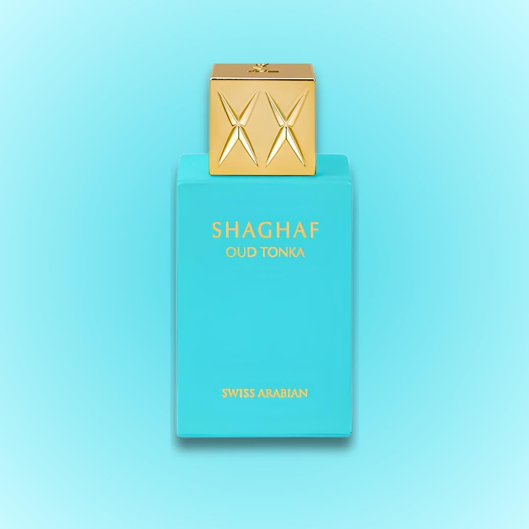 Shaghaf oud tonka perfume bottle front side image 
