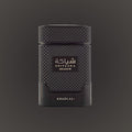 Black textured perfume bottle with 'Shiyaaaka Shadow' and 'Khadlaj' branding on a dark background