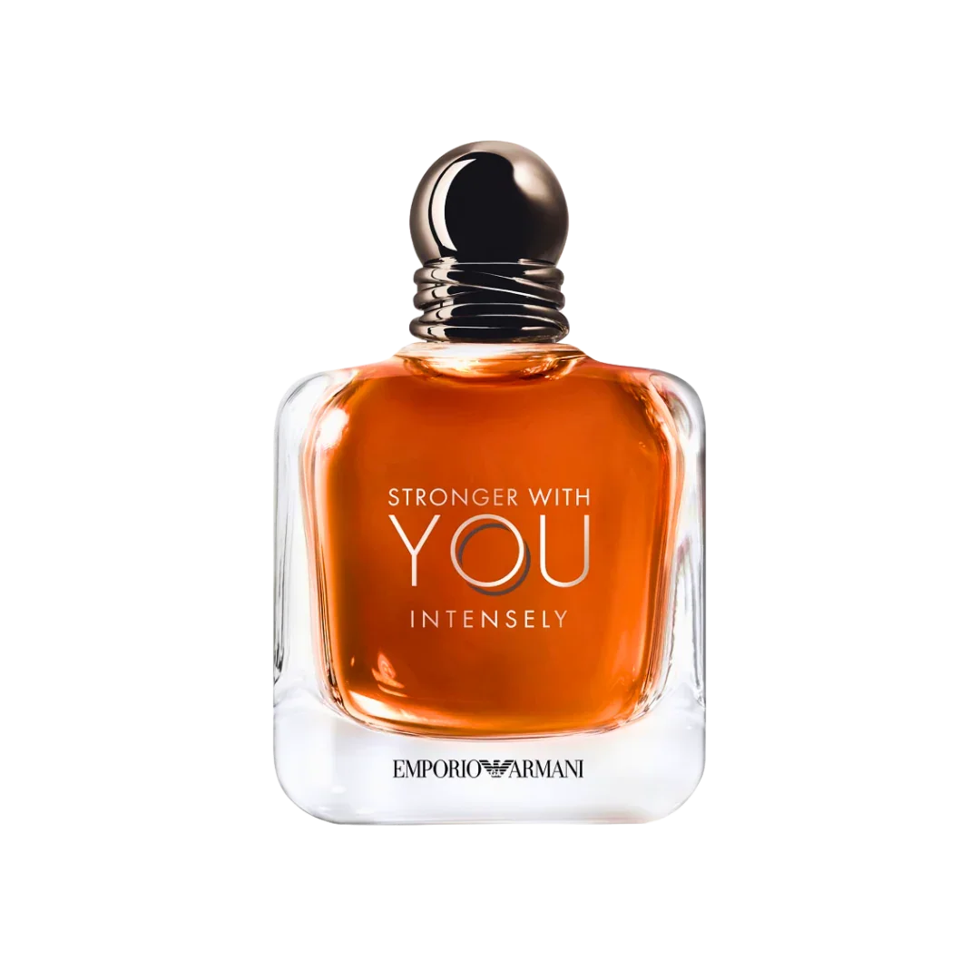 Stronger With You Intensely perfume bottle with amber liquid and metallic cap