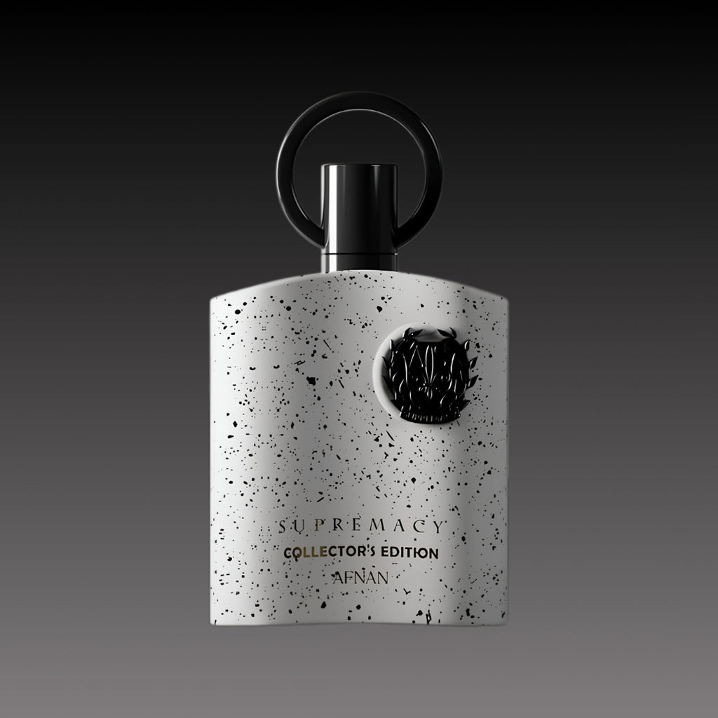 Supremacy Collectors edition  by Afnan perfumes for men bottle on a black gradient background