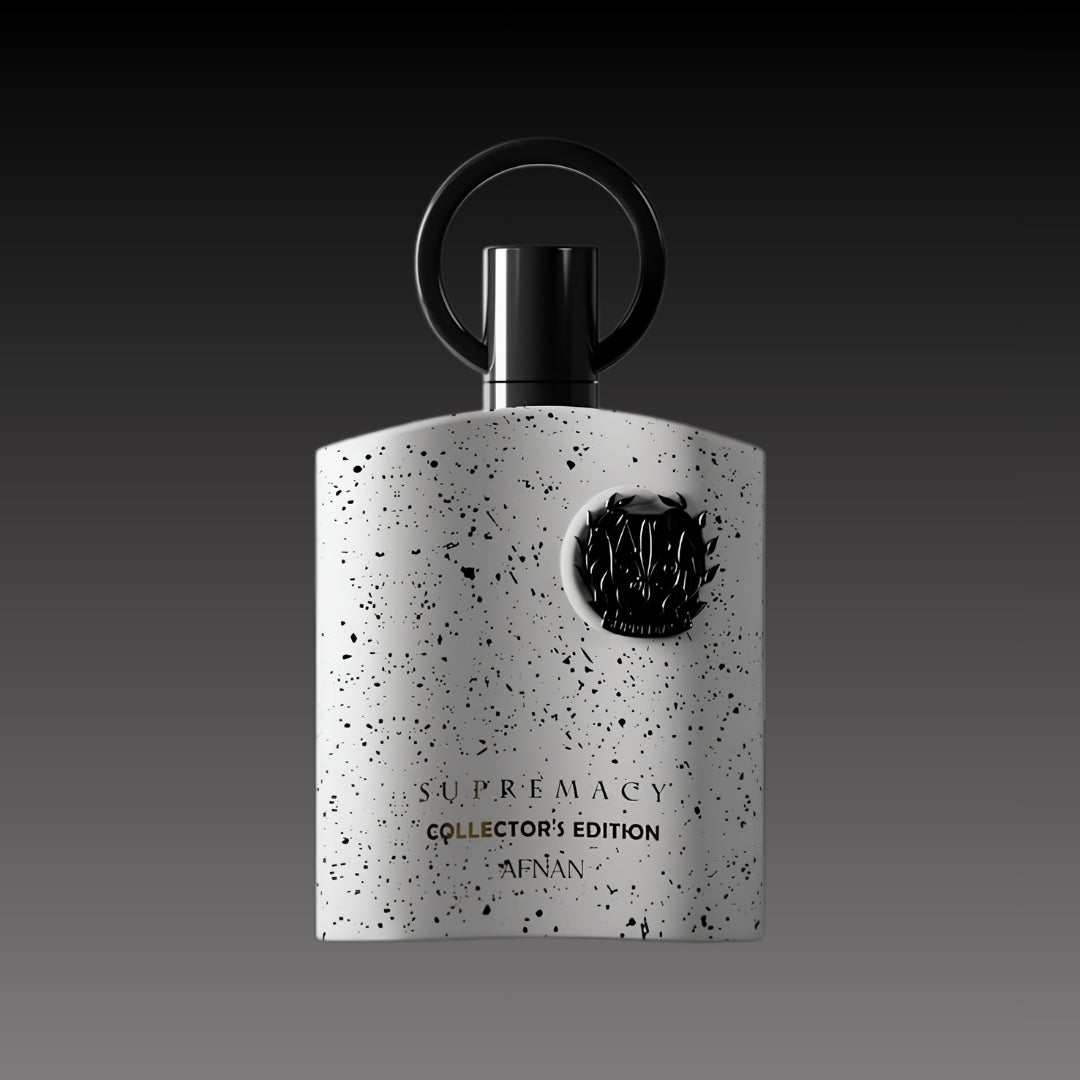 Supremacy Collectors edition  by Afnan perfumes for men bottle on a black gradient background