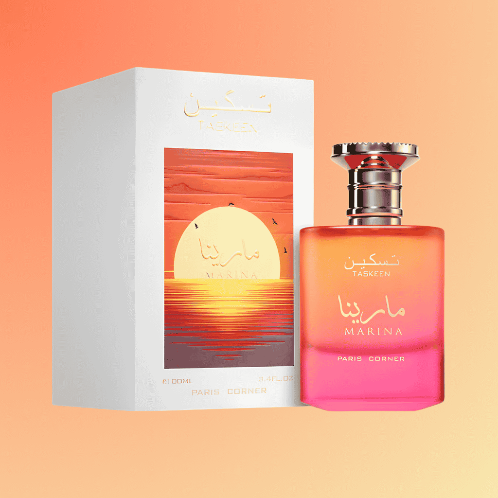Taskeen Marina perfume bottle and box packaging front image