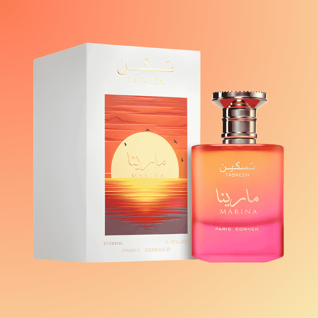 Taskeen Marina perfume bottle and box packaging front image