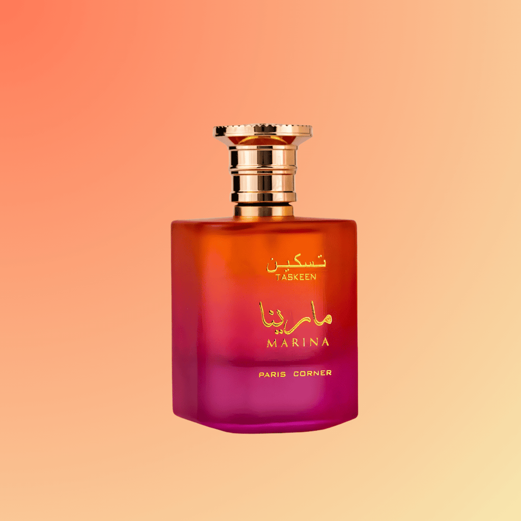 Taskeen Marina perfume by Paris Corner beautiul sweet fruity tropical perfume bottle front side image