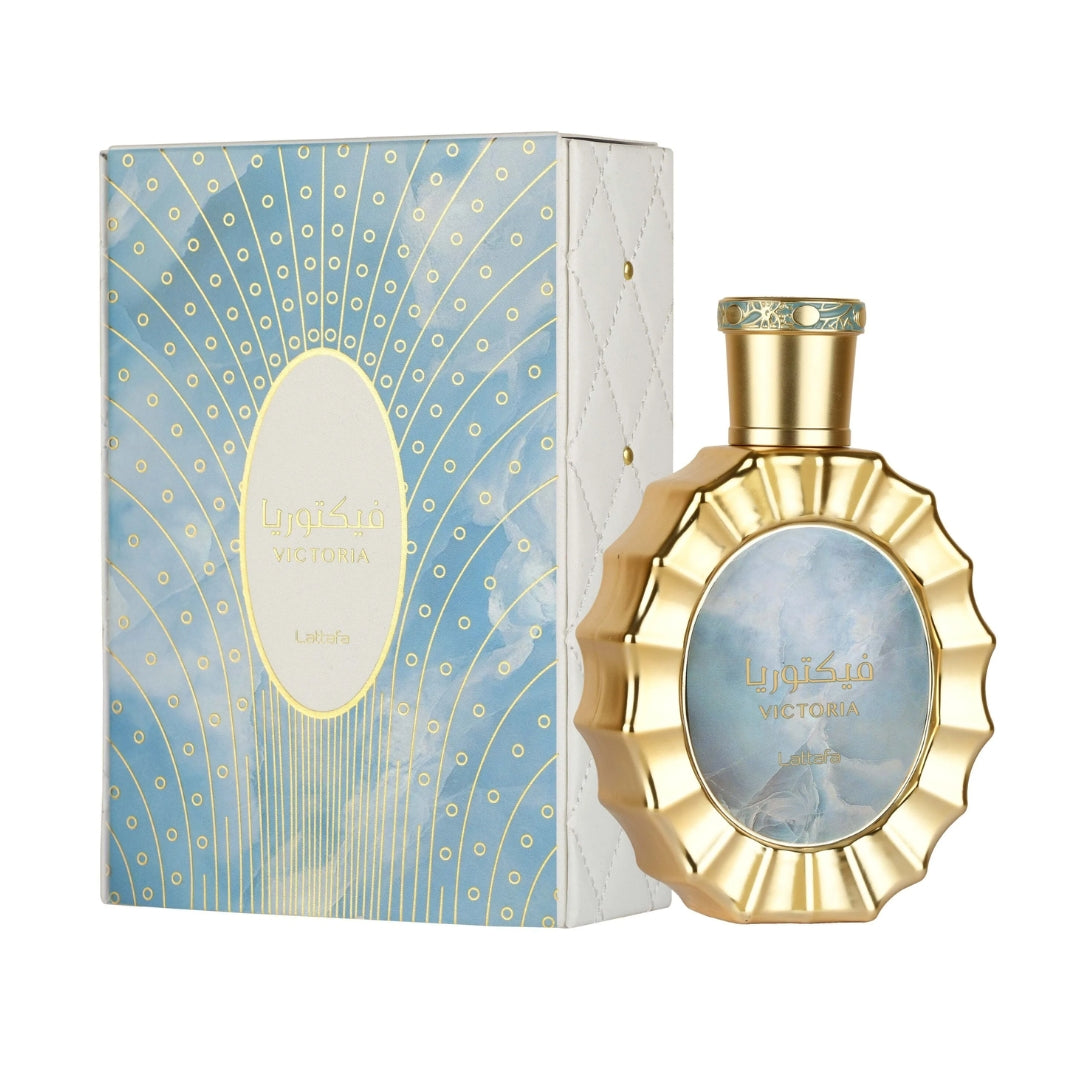 Victoria Lattafa perfume bottle and packaging front side