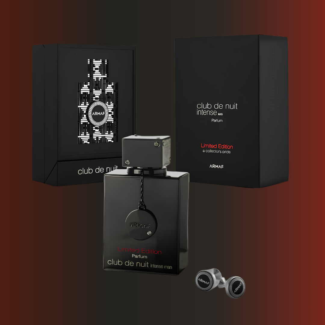 Club de nuit intense man limited edition parfum with special cufflinks branded ARMAF for sale in Kenya comes with a hard gift box