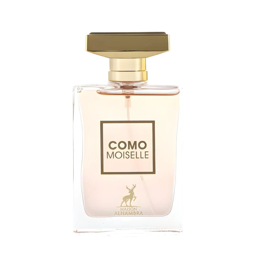 Como Moiselle perfume bottle with gold cap, luxury fragrance, 100ml Maison Alhambra